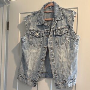 SHEIN Light Blue Denim Vest